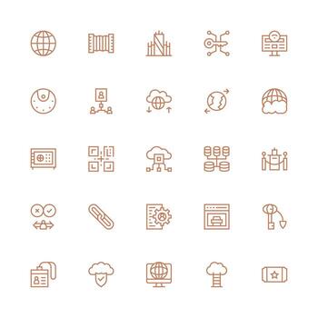 25 acceso íconos en medio carrera contorno estético interfaz icono colección para diario proyectos vector