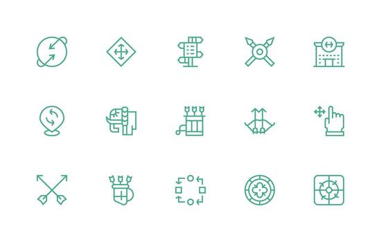 15 Regular Line Style Icons from Arrows Collection Icon Set vector