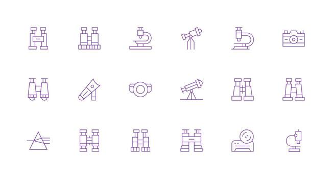 18 íconos para óptica en mínimo línea formato web y aplicación icono paquete colección vector