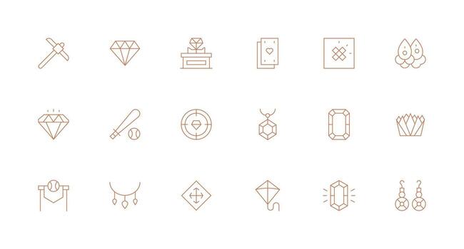 18 Minimal Line Icons for Diamond Graphics Clean Set for Layout Prototypes vector