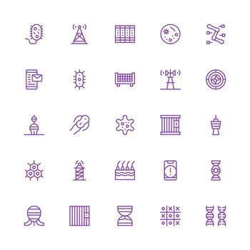 célula icono conjunto con 25 medio carrera contorno gráficos moderno línea y glifo icono serie vector