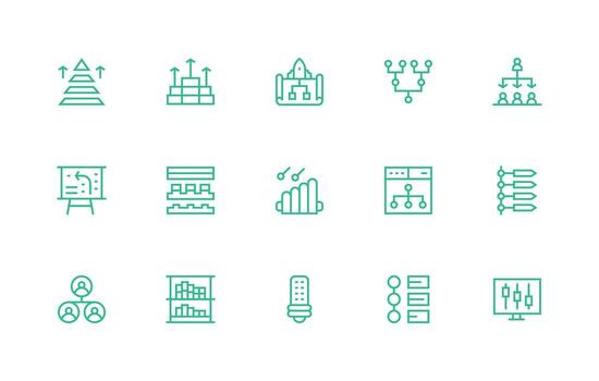 niveles visual paquete conteniendo 15 regular línea íconos sensible icono conjunto para flexible diseños vector