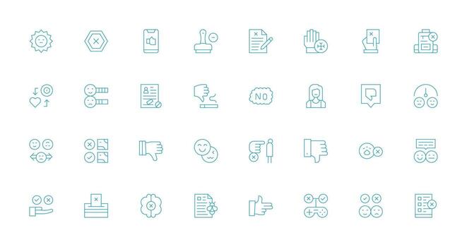 32 Icons for Disapproval in Thin Line Format Reusable Icon Set vector