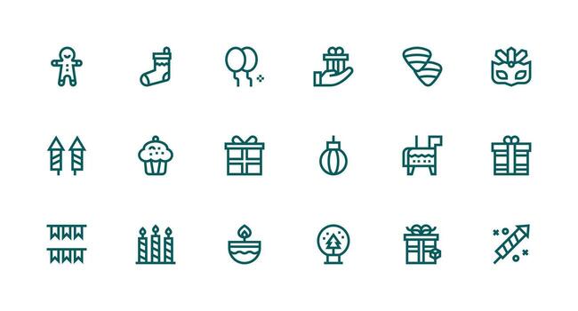 18 Strong Stroke Line Icons for Festive Graphics Neatly Designed Icons for Web Platforms vector