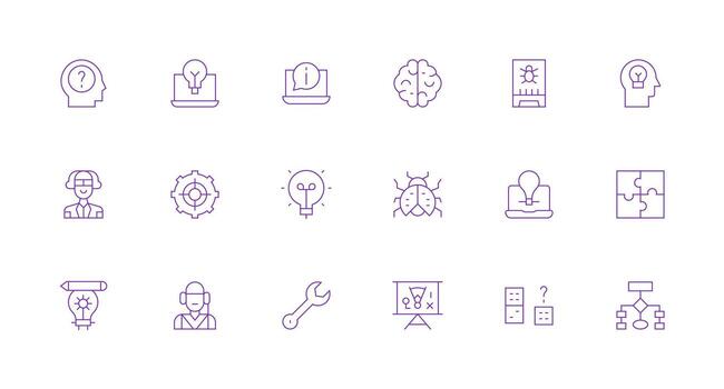 18 mínimo línea íconos para problema resolviendo gráficos general utilizar icono paquete vector