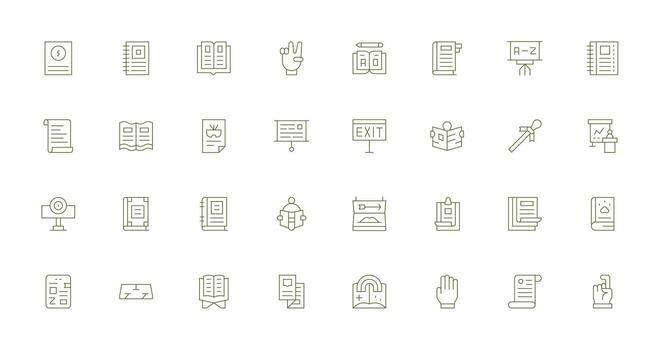 instrucción presentando 32 íconos en Delgado línea diseño línea icono colección vector