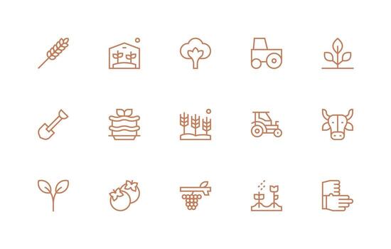 Farming Visual Pack containing 15 Regular Line Icons Editable Icon Collection vector