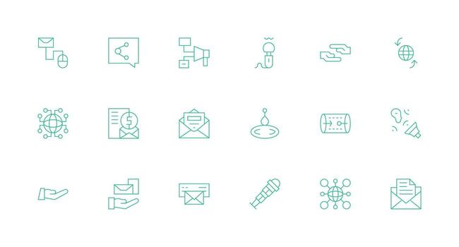18 Minimal Line Vectors for Transmit Theme Neat Icon Set