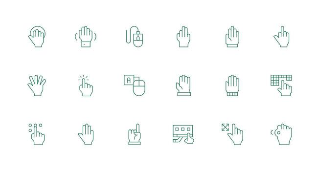 hacer clic icono colección con 18 mínimo línea diseños píxel Perfecto icono conjunto vector