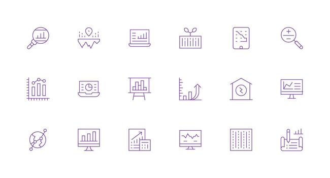 18 mínimo línea estilo íconos desde Estadísticas colección píxel Perfecto icono conjunto vector