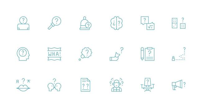 Doubt Design Icons featuring 18 in Minimal Line Style Flat Icon Set vector