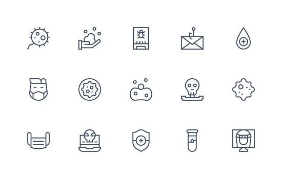 15 Icons for Virus in Regular Line Format Standard Icon Pack vector