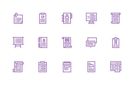 15 Regular Line Vectors for List Theme Clean Icon Collection for Web Use