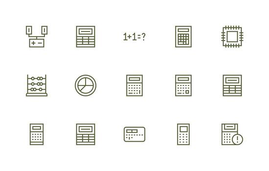 15 Regular Line Icons for Arithmetic Graphics Balanced Icon Set for Functional Design vector