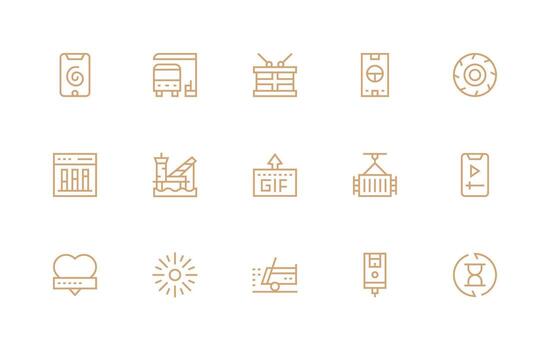 15 Regular Line Icons for Loading Graphics Essential Icons for Rapid UI Building vector