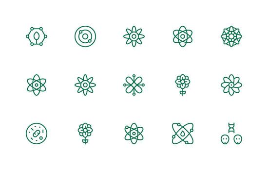 Molecule Set with 15 Regular Line Icons Dashboard Icon Series vector