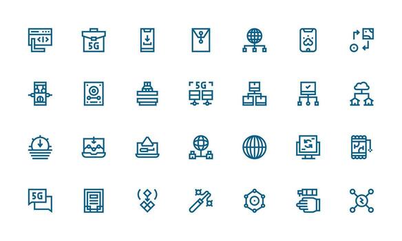 28 negrita línea diseños para datos transferir íconos agudo íconos para presentaciones vector