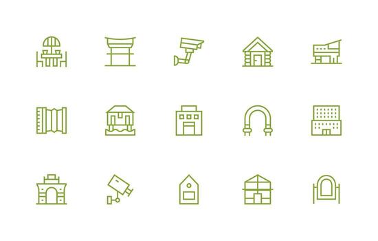 15 Regular Line Style Icons from Exterior Collection Full Icon Library for UI Designers vector