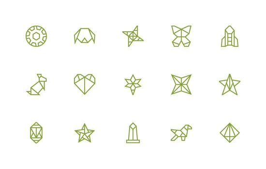 Regular Line Icons from Polygon Set with 15 Vectors Balanced Icon Set for Functional Design