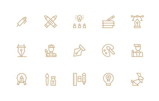 15 Creative Icons in Regular Line Aesthetic Fully Editable Icon Set for Web vector