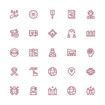 Community including 25 Medium Stroke Outline Illustrations Neatly Designed Icons for Web Platforms vector