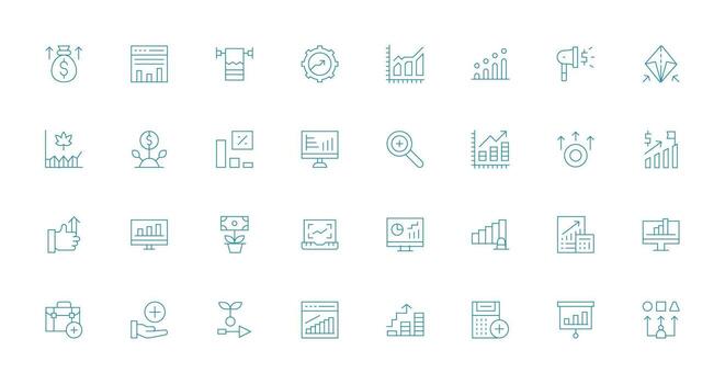 Increase featuring 32 Icons in Thin Line Design Style Icon Set vector