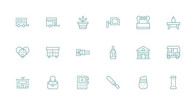 Small Icon Set with 18 Minimal Line Graphics Functional Icon Series vector