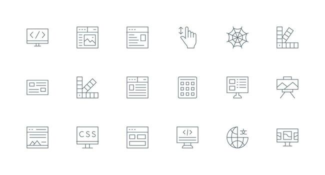 Web Design featuring 18 Icons in Minimal Line Design Scalable Icon Pack vector
