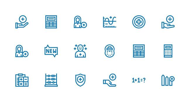 adición conjunto con 18 fuerte carrera línea íconos icono paquete para ui vector