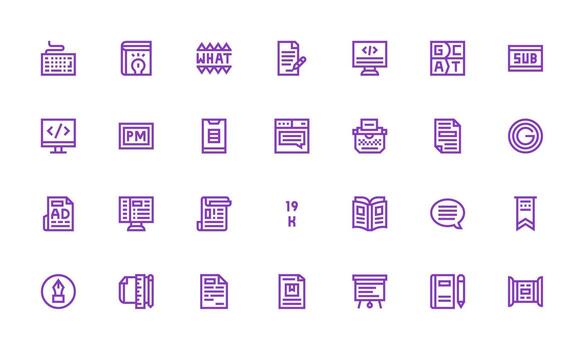 Text including 28 Bold Line Illustrations Icon Set for Projects vector