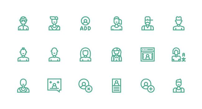 Subscriber Icon Set with 18 Strong Stroke Line Graphics Line Icon Collection vector