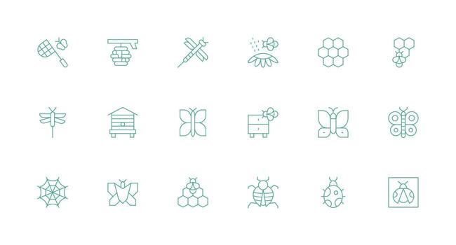 18 Icons for Insect in Minimal Line Format Digital Product Icons for Fast Delivery vector