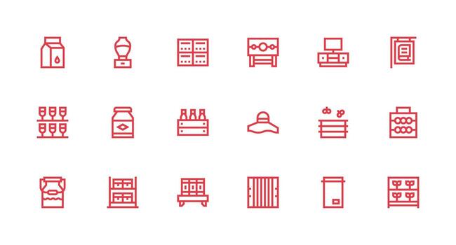 Strong Stroke Line Icons from Shelf Set with 18 Vectors Digital Product Icons for Fast Delivery