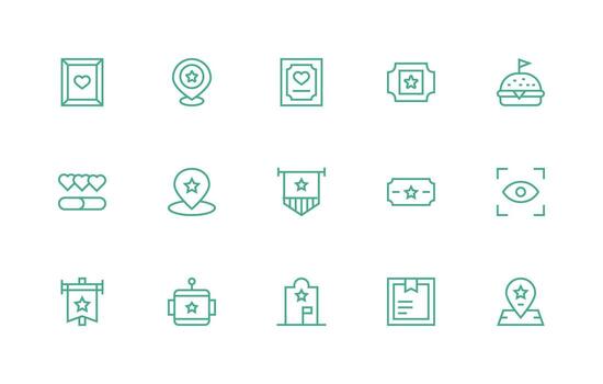 Highlighted featuring 15 Icons in Regular Line Design Customizable Icon Series for Mobile Screens vector