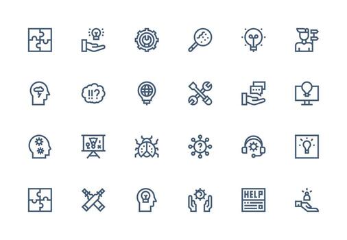 problema resolviendo conjunto con 24 grueso línea línea íconos de confianza íconos para todas interfaces vector