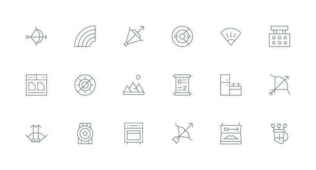 rango icono colección con 18 mínimo línea diseños icono conjunto para proyectos vector