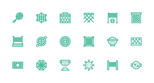 18 Icons for Mesh in Strong Stroke Line Format All-Purpose Icon Design Pack vector