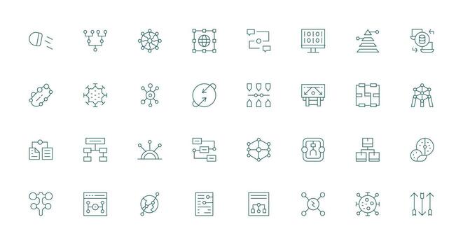 32 Thin Line Designs for Data Flow Icons Icon Set for Apps vector
