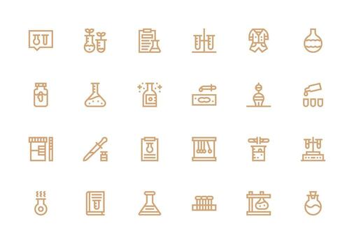 Experiment Set with 24 Thick Line Line Icons Minimal Icon Set for Interface Projects vector