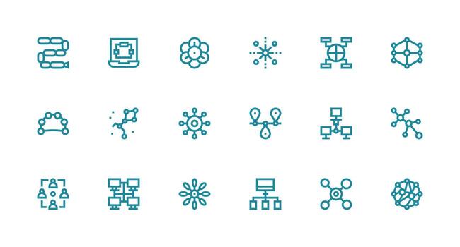 Strong Stroke Line Icons from Nodes Set with 18 Vectors Universal Icon Pack