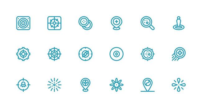 Strong Stroke Line Style Center Icons with 18 Vectors Responsive Icon Set for Flexible Layouts