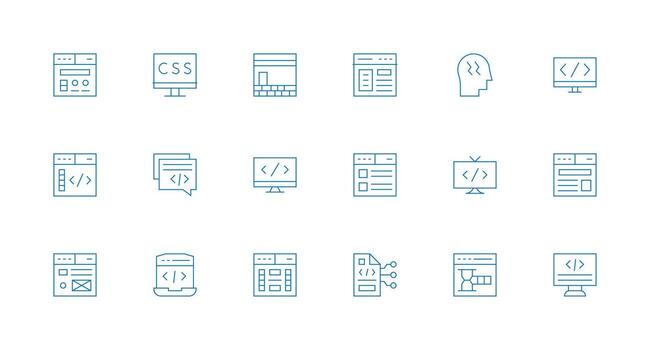 18 Minimal Line Icons for Css Graphics Full Icon Library for UI Designers vector