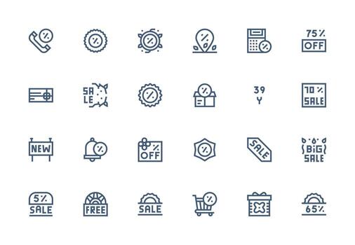 Offer featuring 24 Icons in Thick Line Line Design Balanced Icon Set for Functional Design vector
