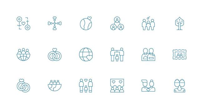 18 Minimal Line Icons for Togetherness Graphics Design Ready Icon Set for Teams vector