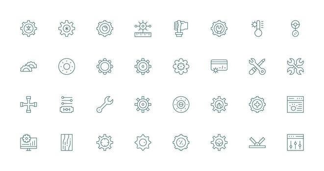 Adjustment Set with 32 Thin Line Icons All Device Compatible Icon Set vector