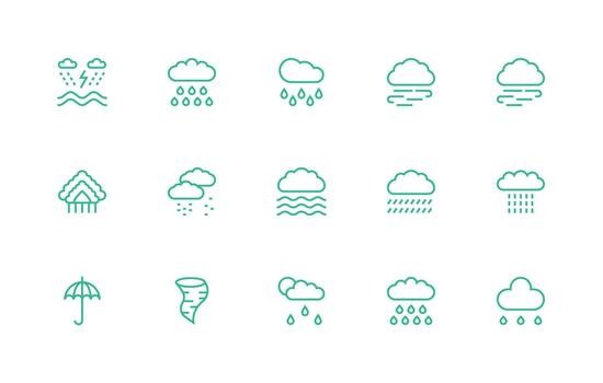 Regular Line Icons from Stormy Set with 15 Vectors Minimal Icon Set for Interface Projects