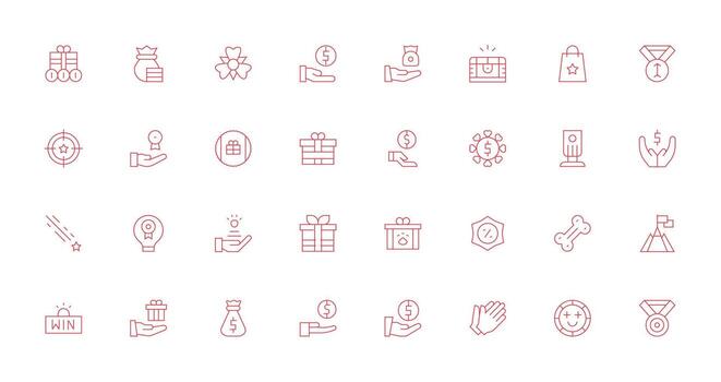 32 Icons for Reward in Thin Line Format Icon Set for Apps vector