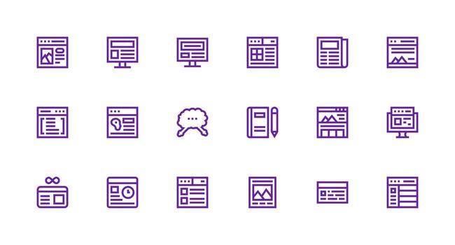 18 fuerte carrera línea vectores para Blog tema limpiar icono colección para web utilizar