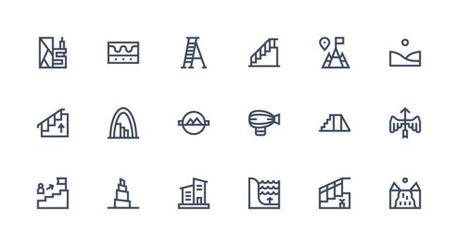 18 Strong Stroke Line Vectors for Elevation Theme Fully Editable Icon Set for Web