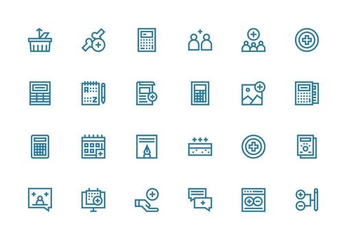 24 Thick Line Line Icons for Add Graphics Core Icon Collection for Daily Tasks vector